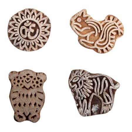 Set of 4 Piece New Mix Wooden Printing Block